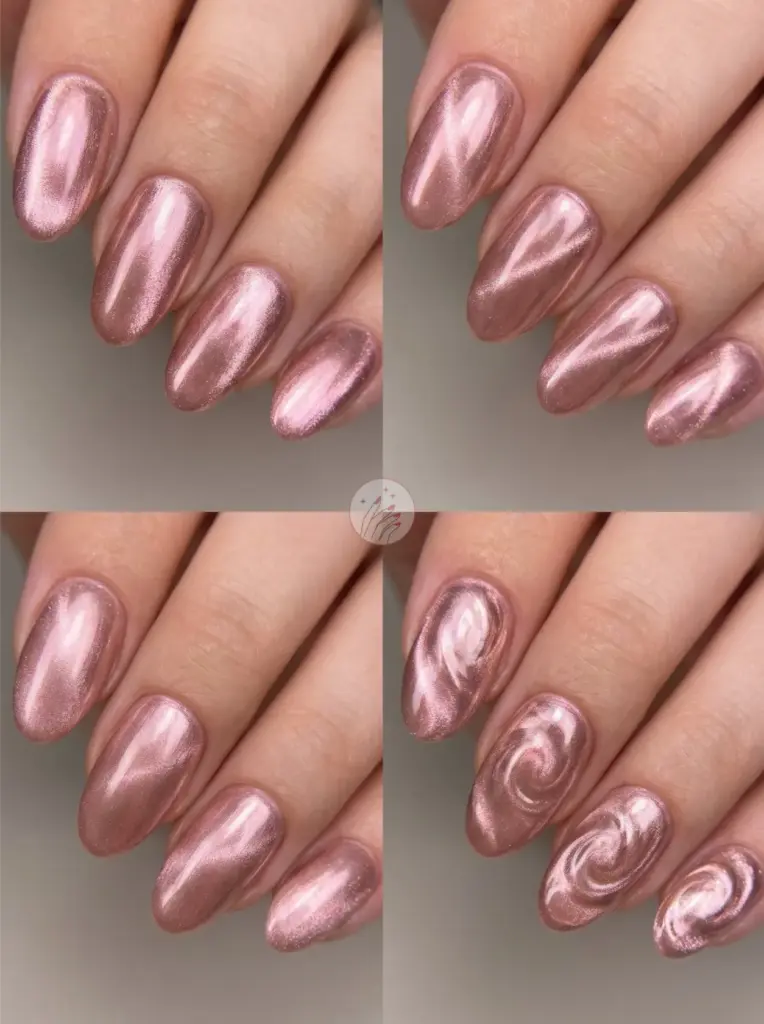 Oval Nails Cat Eye Chrome