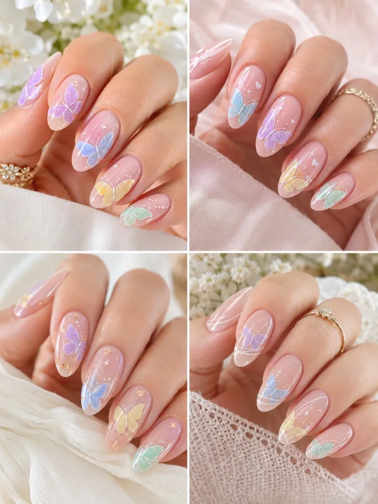 Pastel Butterfly Spring Nails