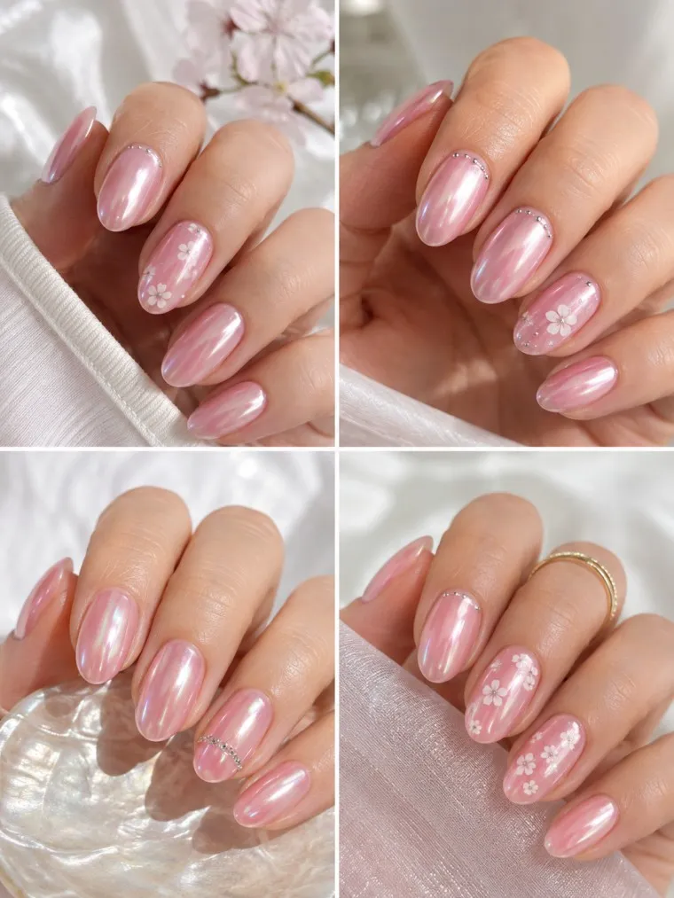 Pink Chrome Glazed Spring Nails
