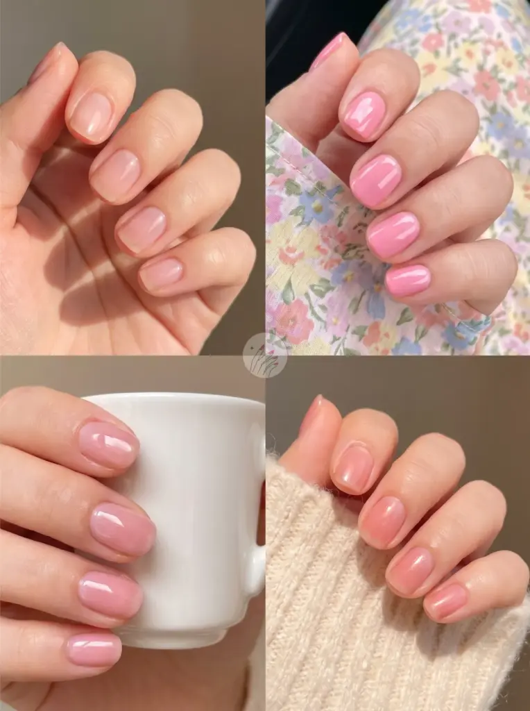 Pink Short Nails Girly Glow