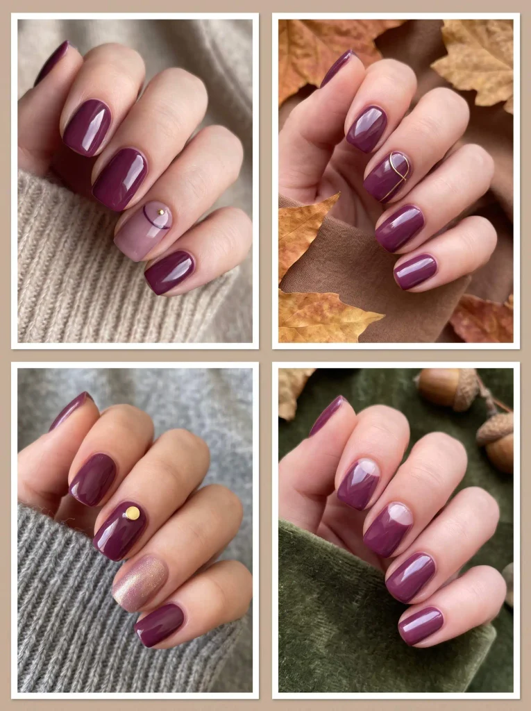 Plum Glossy November Nail Designs