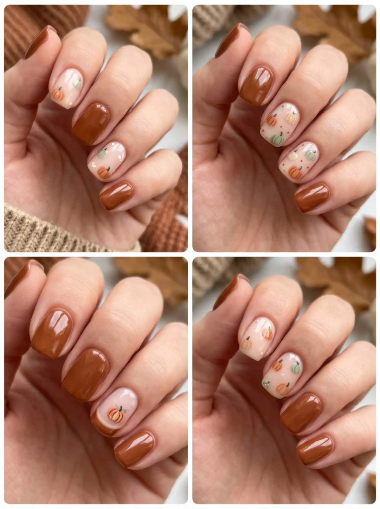 Pumpkin Accent Short Fall Nails