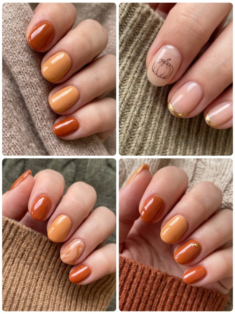 Pumpkin Spice Orange Fall Nails