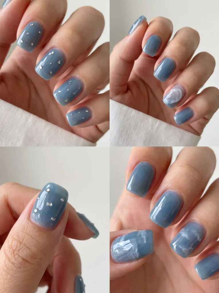 Rainy Blue Jelly Spring Nails