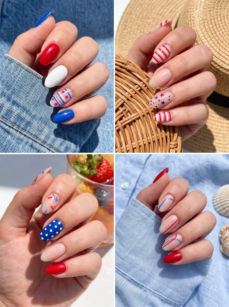 Red White Blue Summer Nails