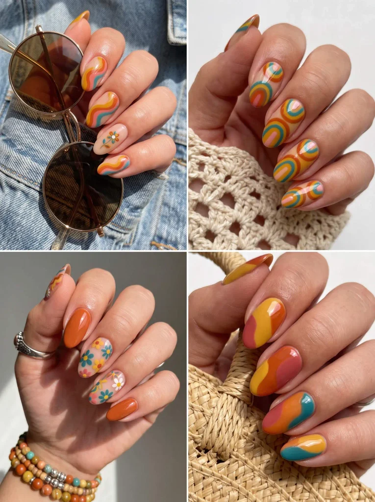 Retro Seventies Summer Nails