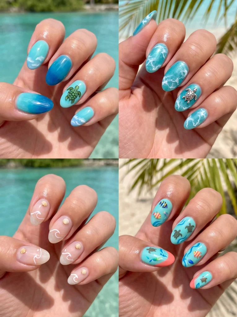 Sea Turtle Ocean Vacation Nails