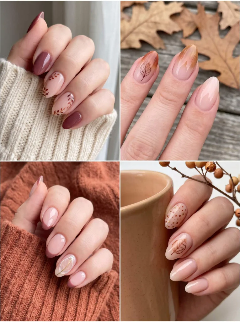 Short Almond Leaf Fall Nails