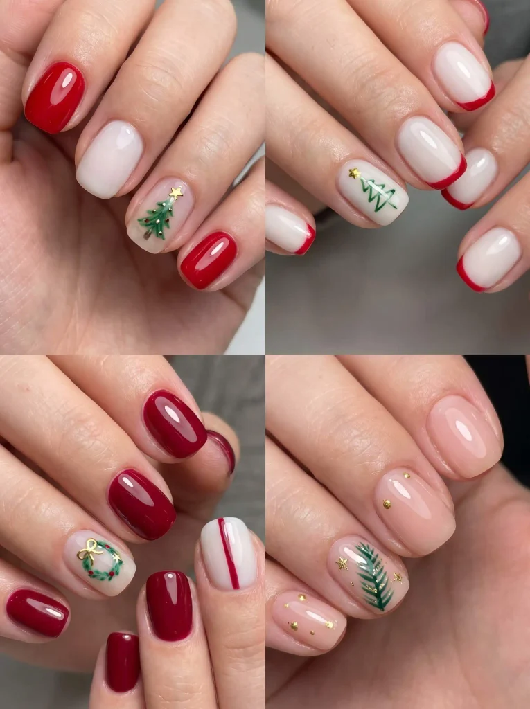 Short Simple Christmas Gel Nails