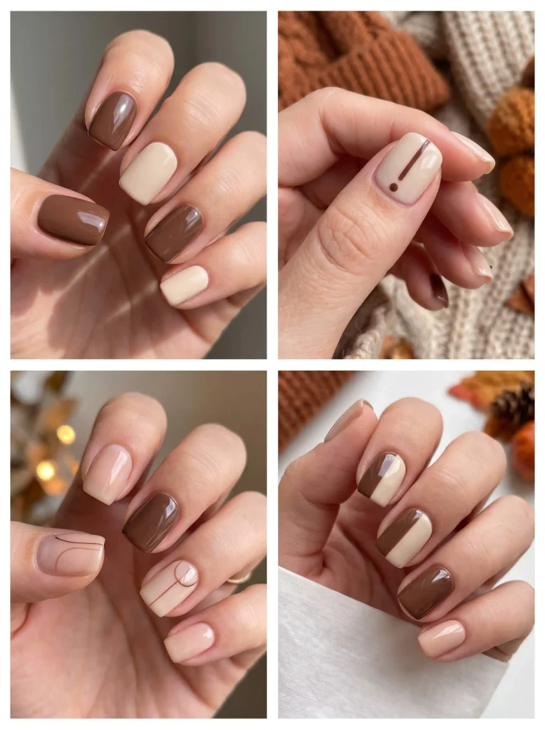 Short Square Brown Fall Nails