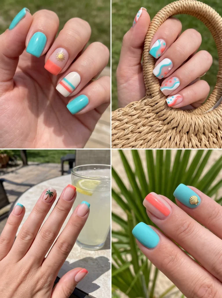 Short Square Vacation Nails