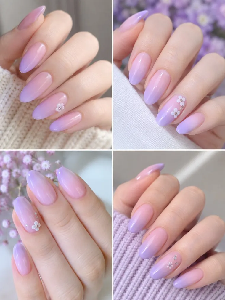 Soft Lilac Ombre Spring Nails