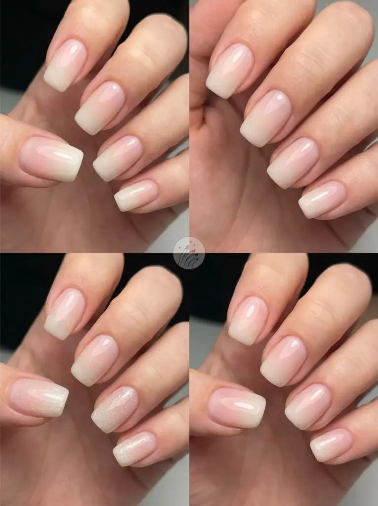 Soft Ombre French Rounded Square Nails