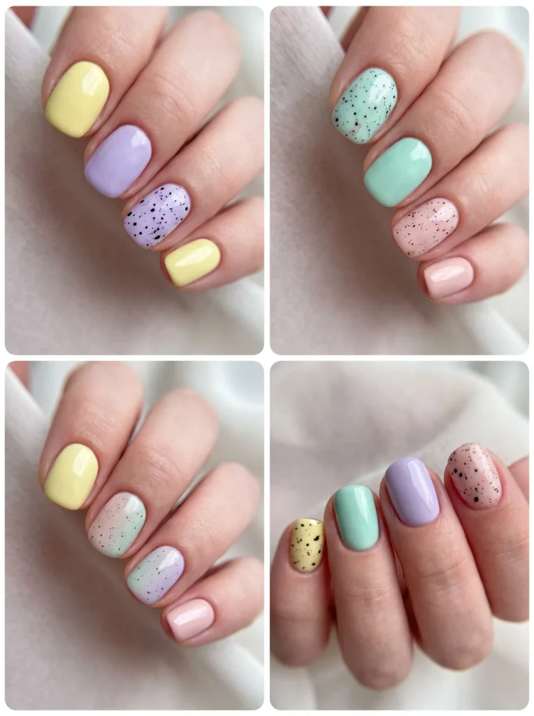 Speckled Pastel Easter Gel Nails