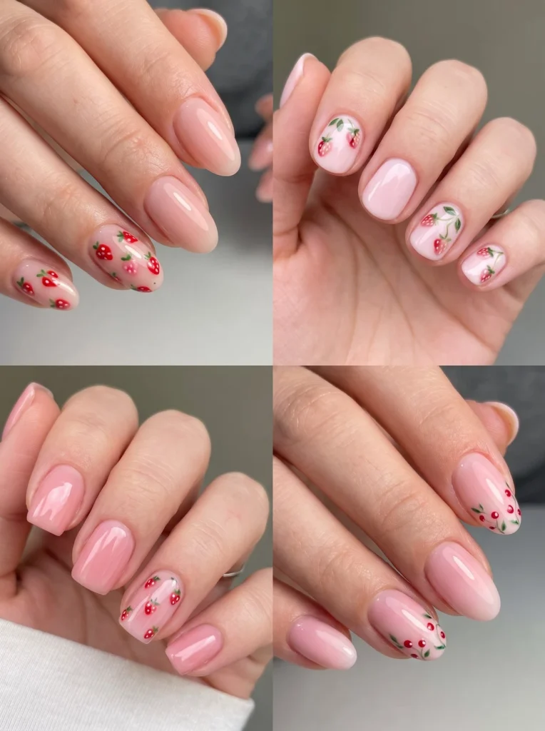 Strawberry Blush Fruit Nail Art