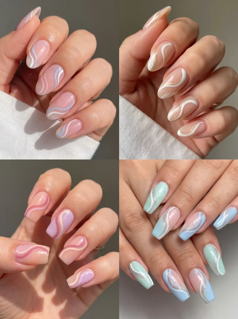 Swirl Art Gel Nail Ideas