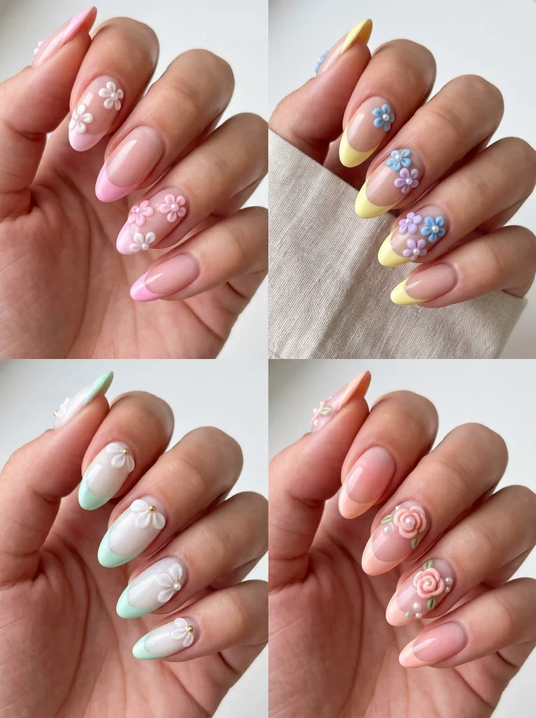 Three Dimensional Flower Summer Nails