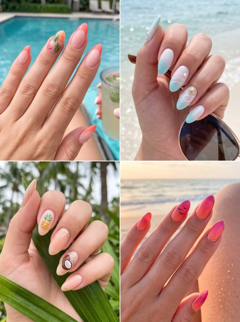 Tropical Vacation Almond Nails