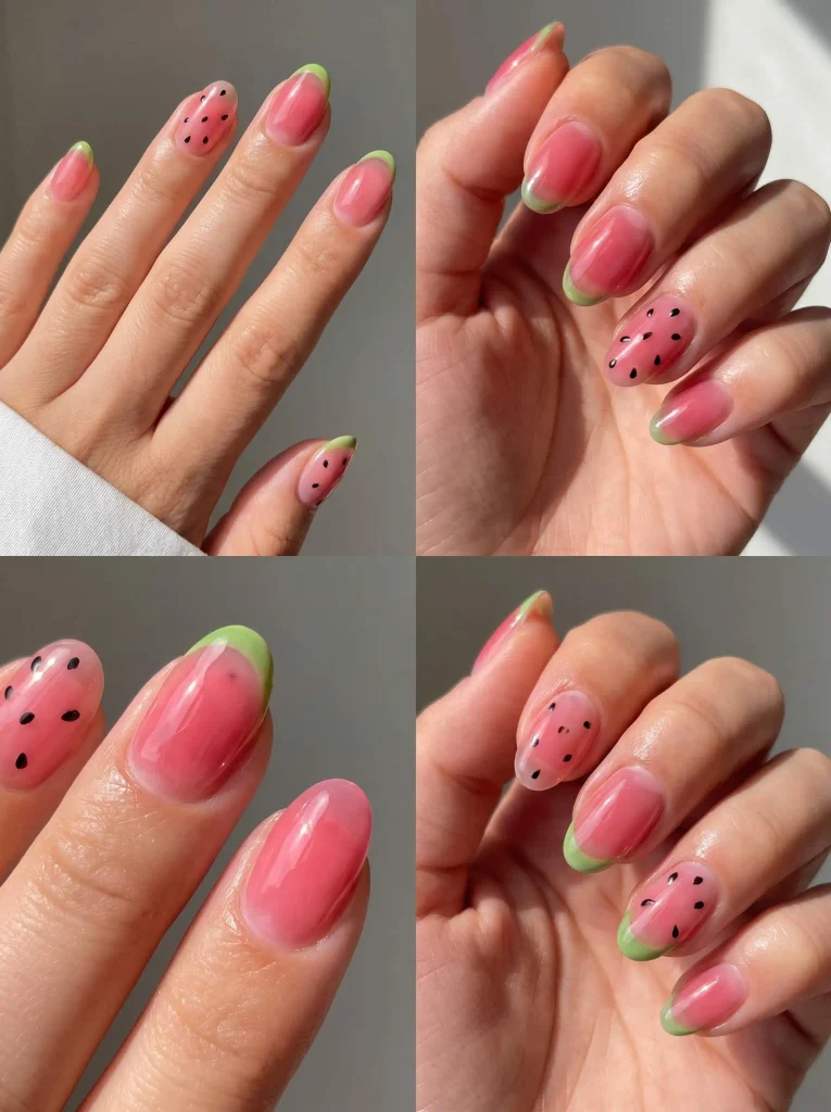 Watermelon Jelly Summer Nail Designs