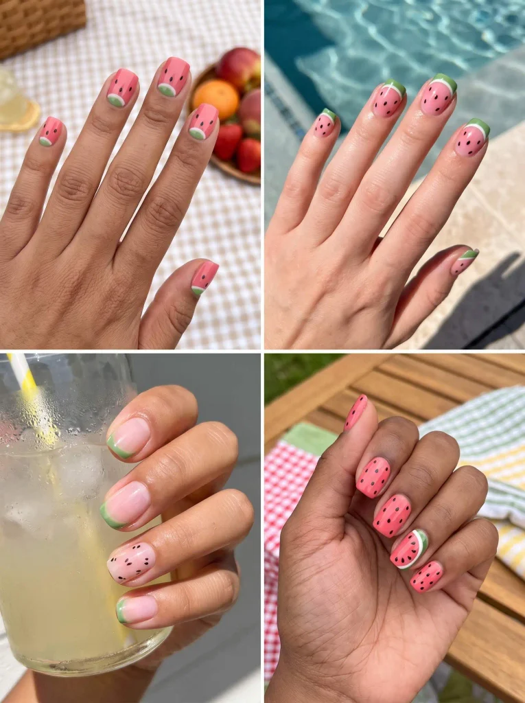 Watermelon Picnic Summer Nails