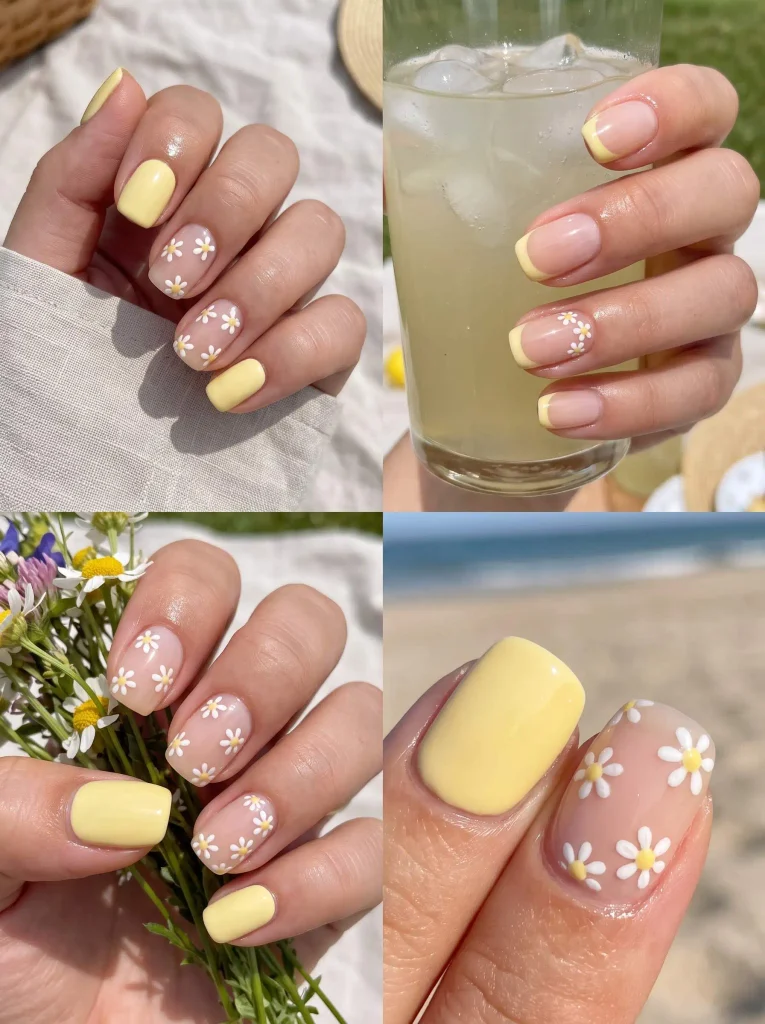 Yellow Daisy Summer Nails