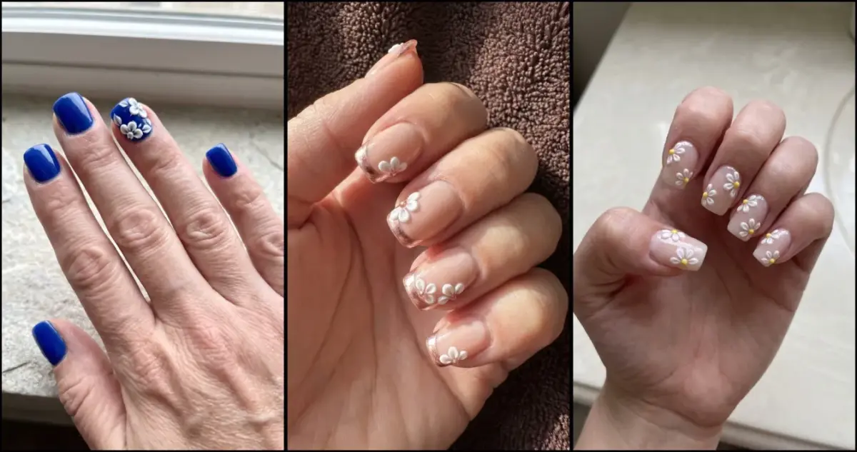 15 Short 3D Flower Acrylic Nails for Your Next Manicure
