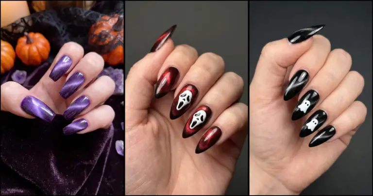 26 Halloween cat eye nails for spooky magnetic manicures