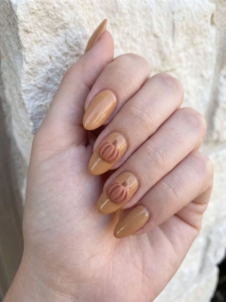 3D Pumpkin Thanksgiving Accent Nails
