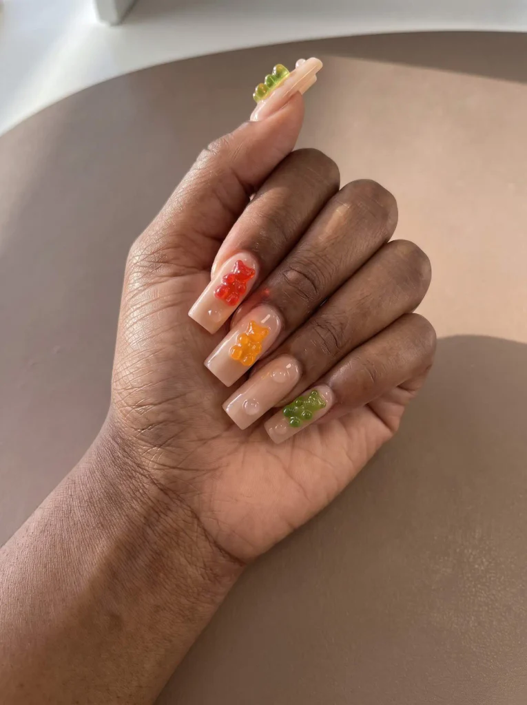 Acrylic gummy bear nails