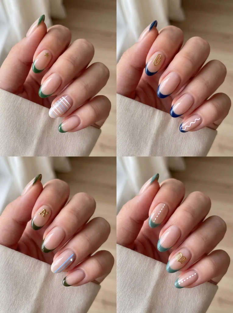 Almond Back to School Nail Designs