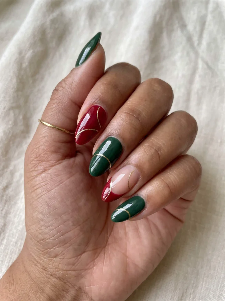 Almond Christmas Nail Art Designs