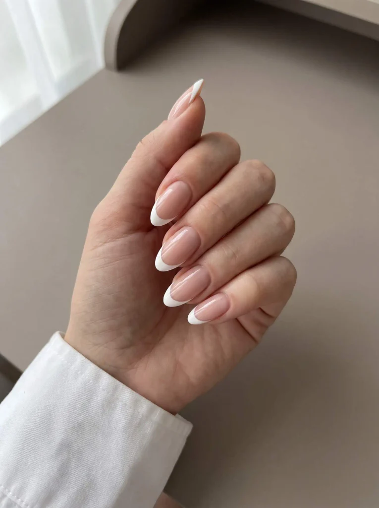 Almond French Tip Wedding Bridal Nails