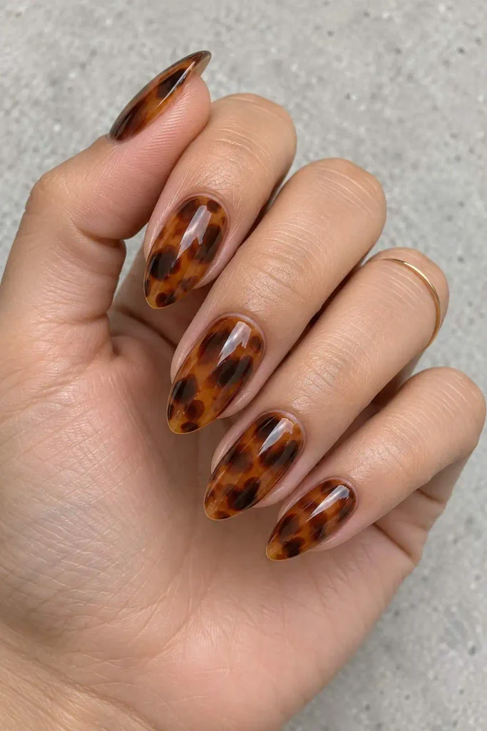 Almond tortoise shell nails
