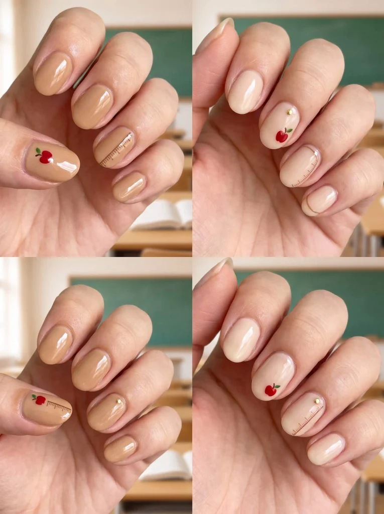 Apple Teacher Back to School Nails