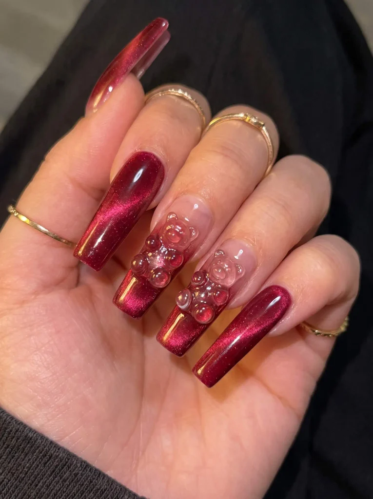 Baddie gummy bear charm nails