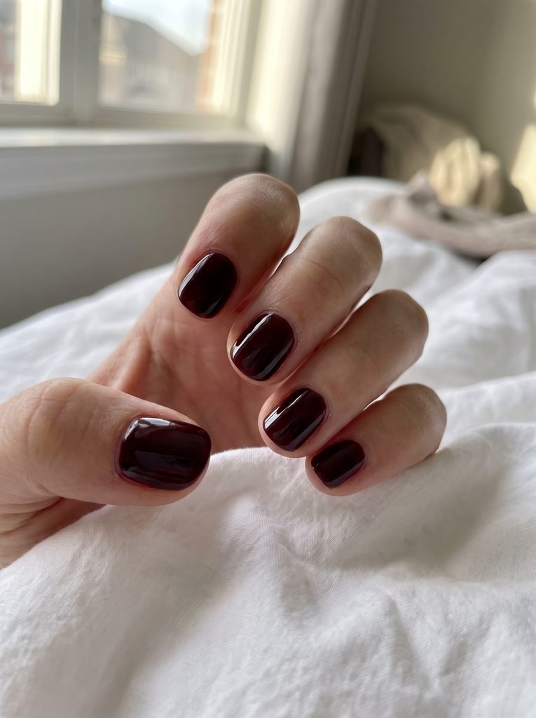 Black Cherry Short Round Nails