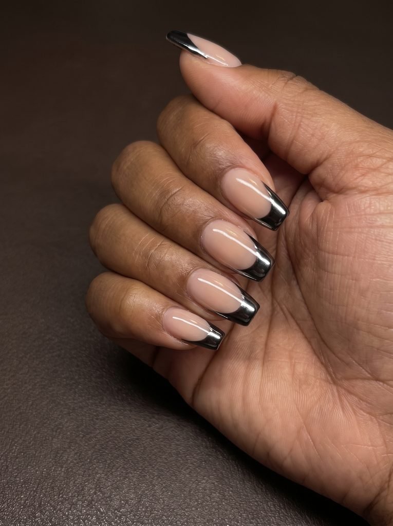 Black Chrome Coffin French Tips
