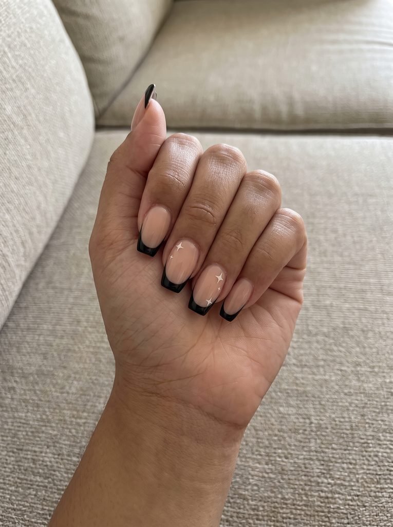 Black Star Short Coffin French Tips