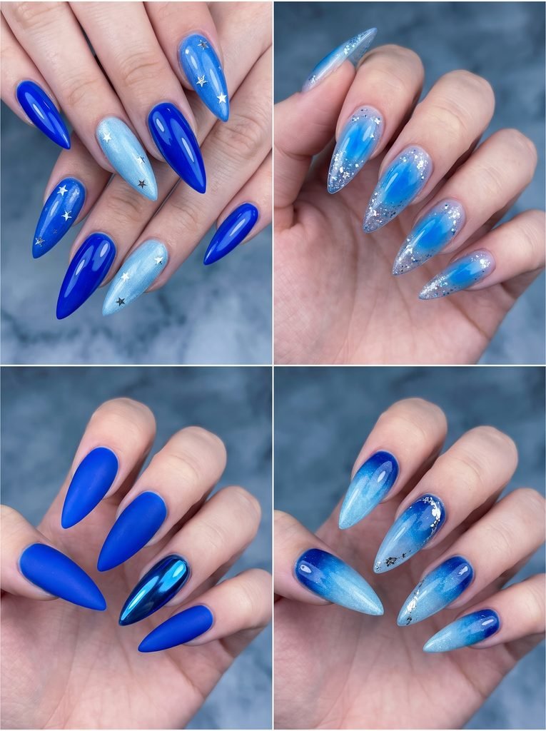 Blue Stiletto Nail Ideas