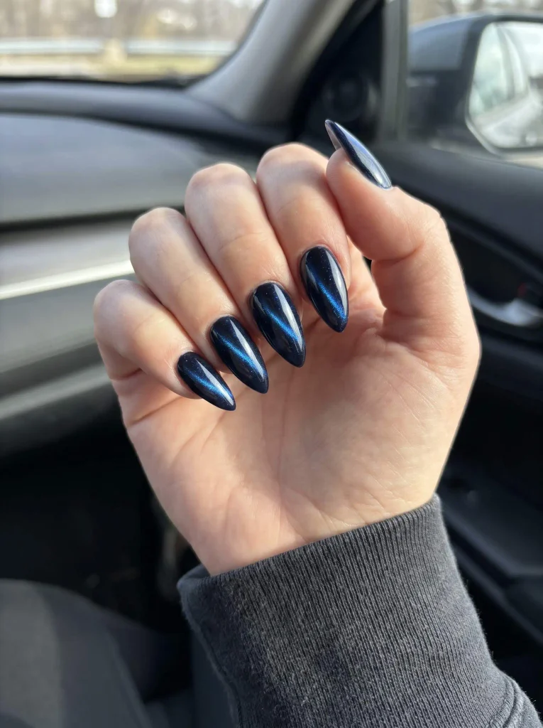 Blue cat eye Halloween nails