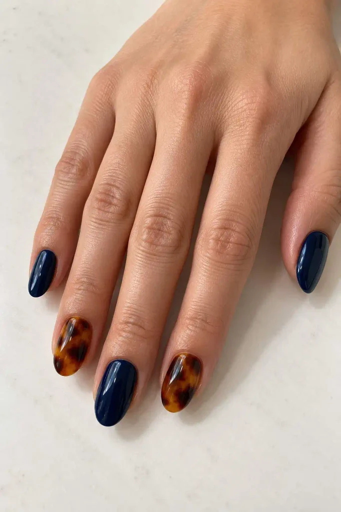 Blue tortoise shell nails