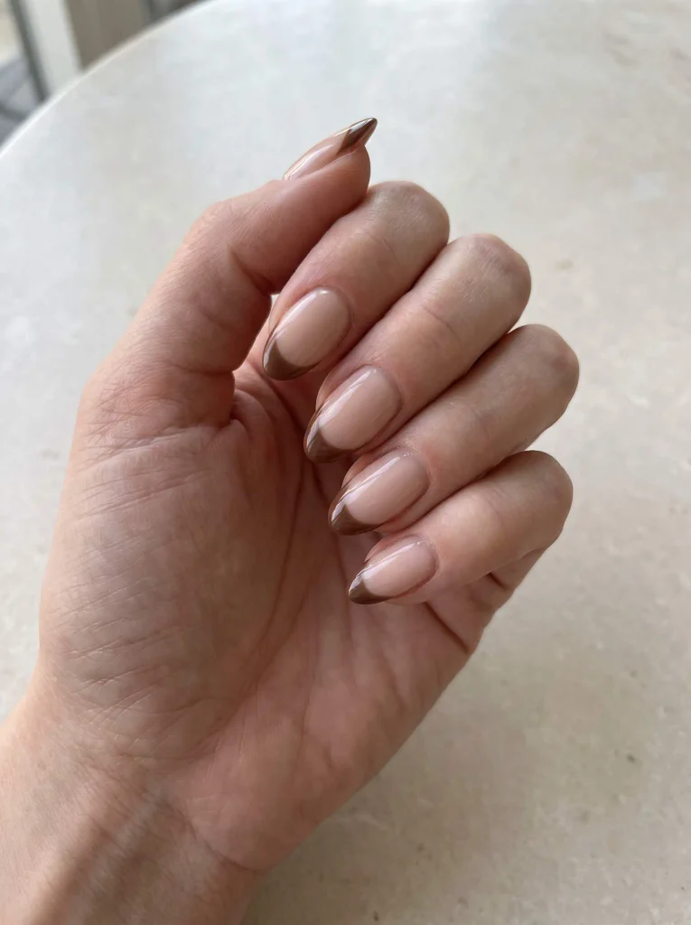 Brown French Tip November Nails
