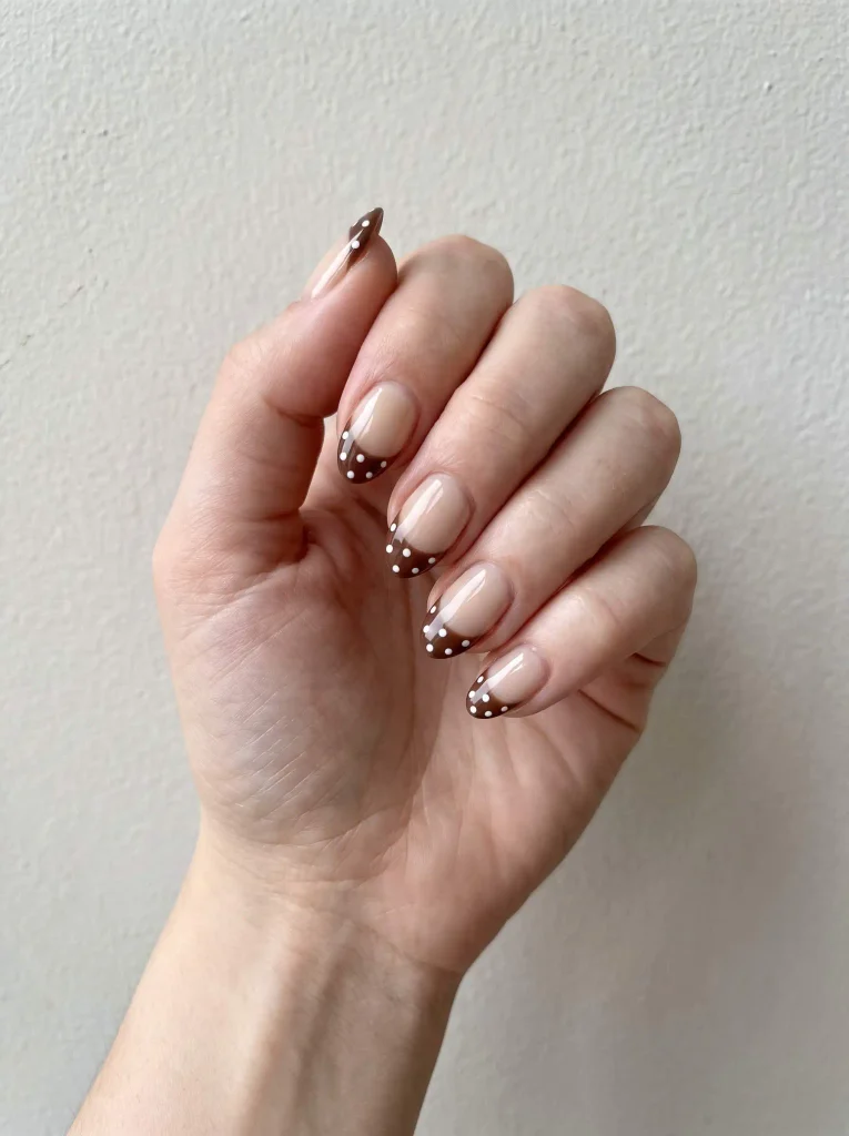 Brown Polka Dot Nails