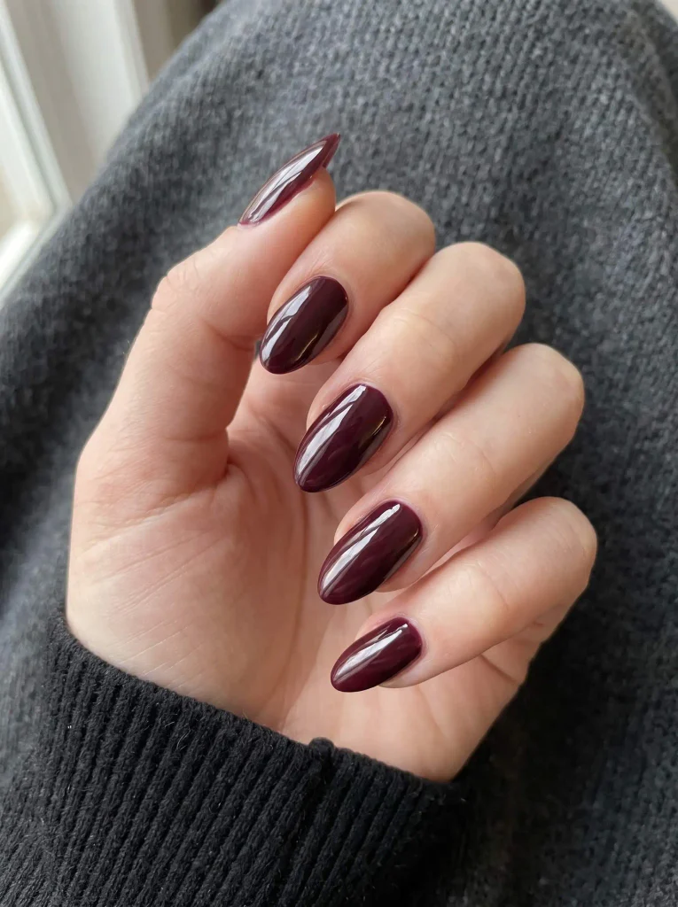 Burgundy Almond November Nails