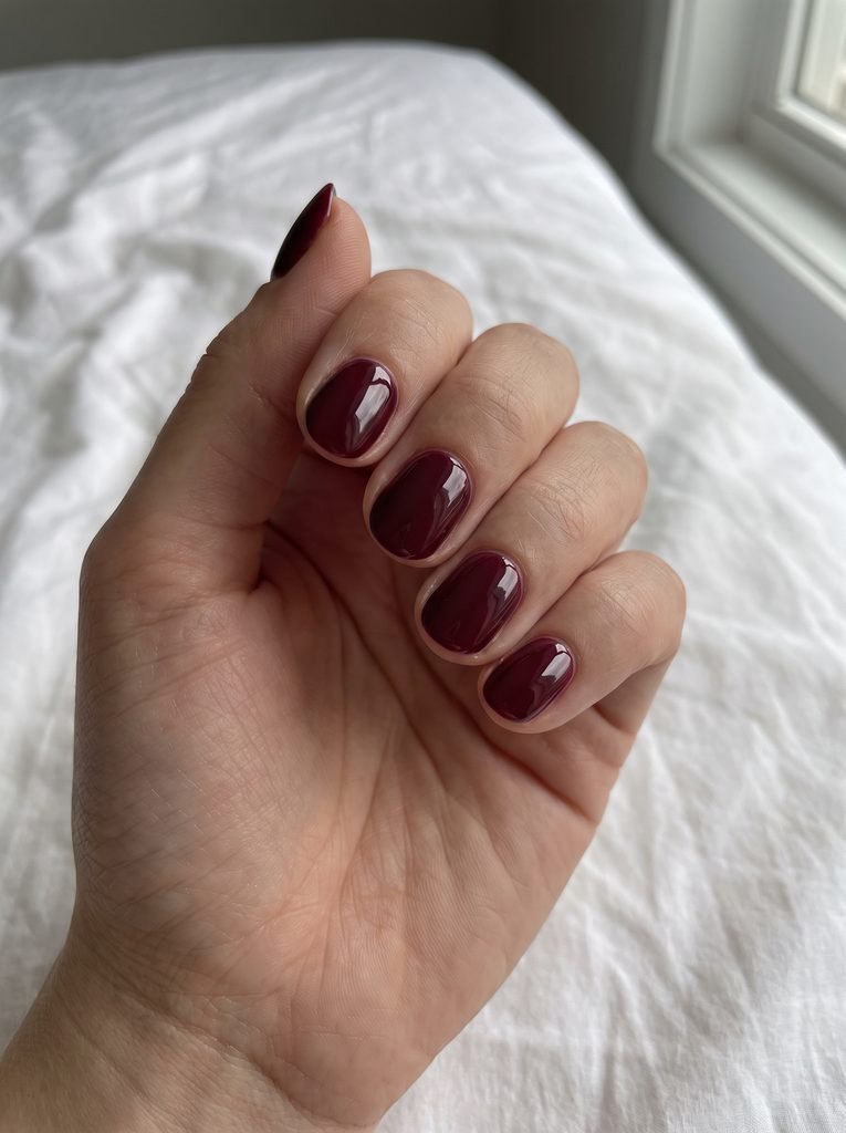 Burgundy Short Oval Fall Nails