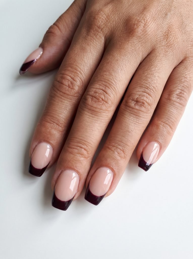 Burgundy Vampire Coffin French Tips