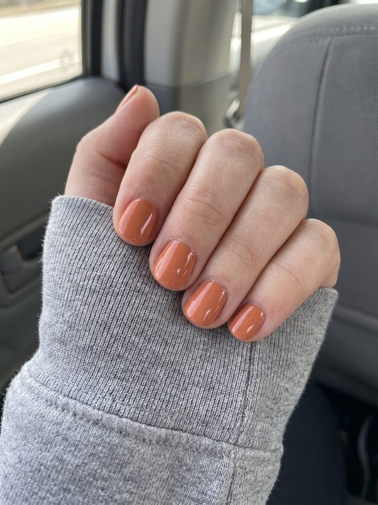 Burnt Orange Short Round Nails