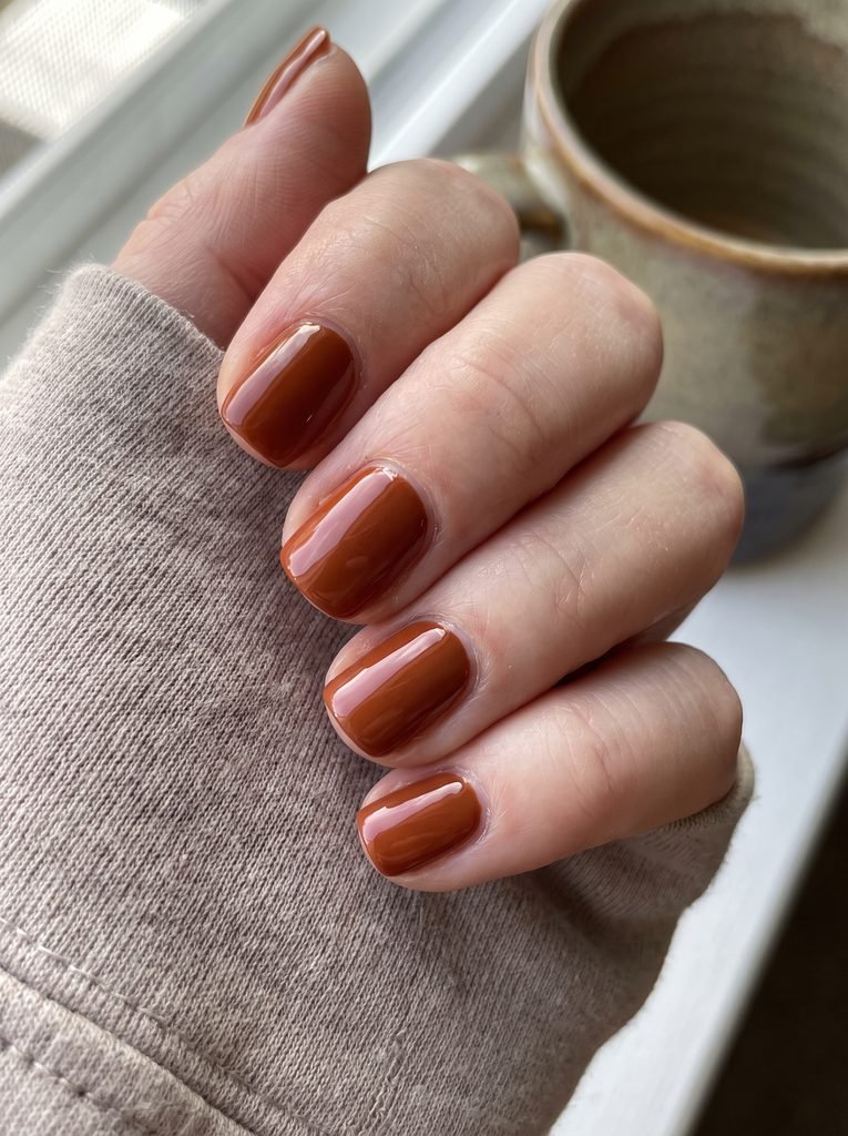 Burnt Orange Short Square Nails
