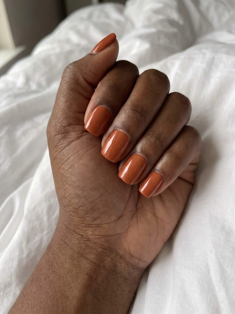 Burnt Orange Thanksgiving Short Square Nails