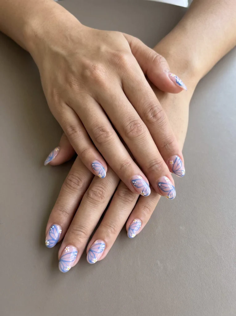 Butterfly wing and flower nails